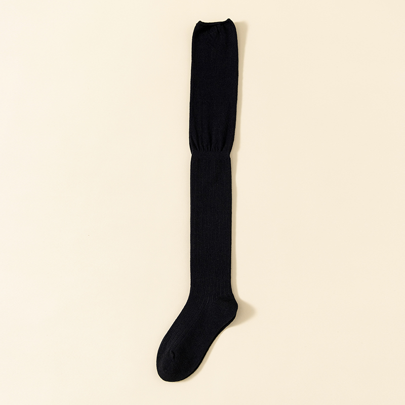 単針コットンセクシーな黒のレディースニーハイソックス