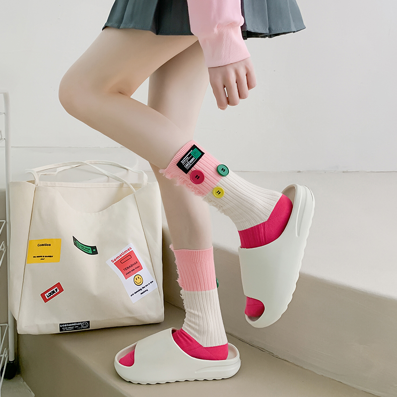 ボタン ベガー カラーブロック ソックス